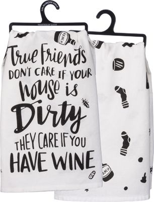 Item # 33209 | Dish Towel - True Friends | Primitives by Kathy Funny Tea Towels, Primitives By Kathy, Silhouette Cameo Projects, Cricut Creations, Cricut Projects Vinyl, True Friends, Silhouette Projects, Kitchen Towel, Dish Towels