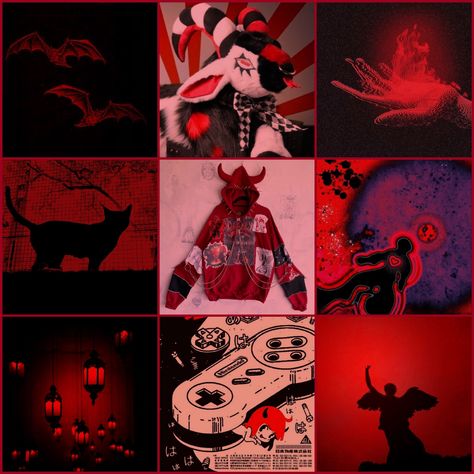 Horror Moodboard Aesthetic, Clowncore Moodboard, Red And Black Moodboard, Creepy Moodboard, Dark Blue And Red Aesthetic, Weirdcore Moodboard, Demon Moodboard, Moodboard Adopt, Horror Moodboard