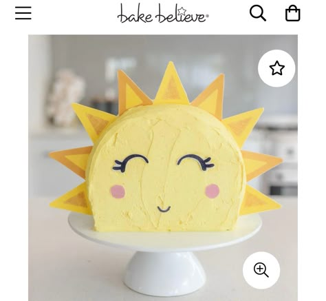 Sun Cake Birthday, Sunshine Birthday Cakes, Sun Diy, Natural Cake, Cake Magic, Sun Cake, Sunshine First Birthday, Sunshine Birthday Parties, Organic Cake