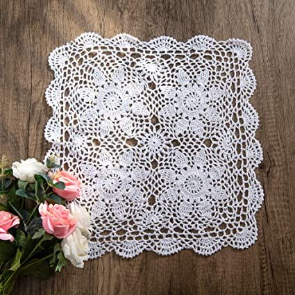 AmazonSmile: Eiyye 1-Pieces Crochet Placemats Table Doilies Square Handmade Cotton Lace Thread Cloth 14x14 Inch (White) : Home & Kitchen Decorative Placemats, Crochet Placemats, Yarn Hats, Best Housewarming Gifts, Lace Doily, Lace Table, White Table Cloth, Raising Chickens, Cotton Crochet