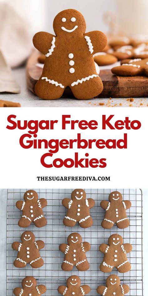 Keto Gingerbread Cookies, Keto Gingerbread, Low Carb Gingerbread, Gingerbread Cookie Recipe, Brownie Ideas, Low Carb Christmas, Keto Christmas Cookies, High Protein Desserts, Keto Holiday