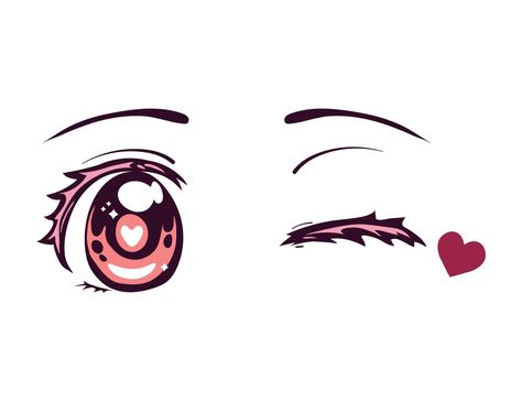 anime wink eye How To Draw A Winking Eye, Wink Drawing, Anime Wink, Female Anime Eyes, Winking Eye, Chibi Eyes, Side Character, Manga Eyes, Anime Head