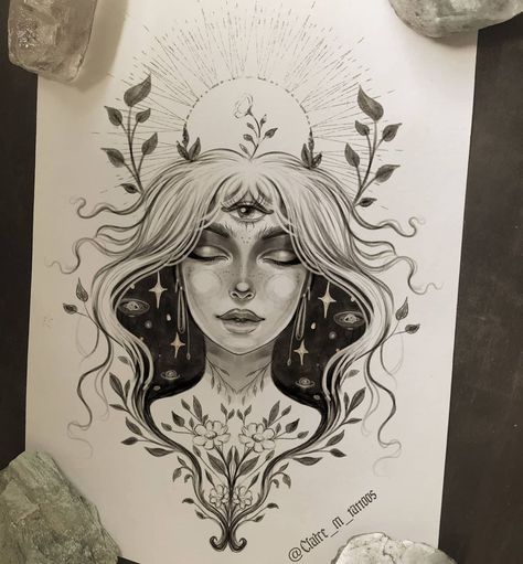 Sun Goddess Tattoo Designs, Celestial Woman Tattoo, Sun Lady Tattoo, Sun Woman Tattoo, Feminine Tattoo Designs Drawings, Devine Feminine Tattoos, Nature Goddess Tattoo, Sun Goddess Tattoo, Aquarius Goddess Tattoo