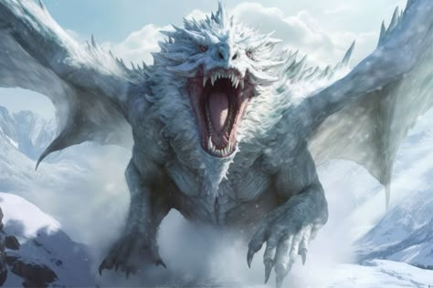 White Dragon Game Of Thrones, White Dragon Dnd, White Dragon Art, Thunder Dragon, Legendary Dragons, Ice Dragon, Dragon Artwork Fantasy, Dragon Rpg, Cool Monsters