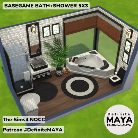 Sims 4 Base Game Bathroom, Sims 4 Bathroom Ideas, Sims Bathroom, Sims 4 Bathroom, Sims Freeplay Houses, Sims Free Play, Sims 4 House Plans, Sims 4 House Building, Sims Ideas