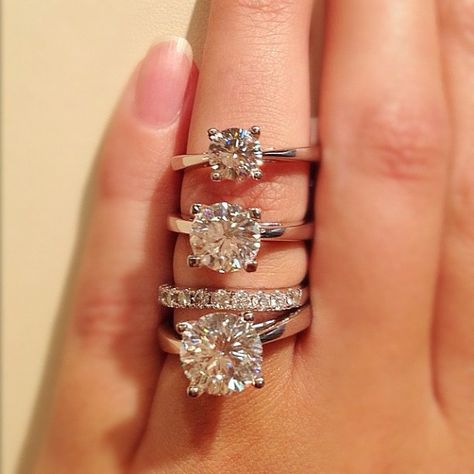 Jaw. Dropping. 1, 2, and 3-carat Celebration Diamond rings. Carat Comparison, Bohol, Ideal Wedding, Wedding Advice, Wedding Wishes, Perfect Engagement Ring, Put A Ring On It, Dream Ring, My Prince