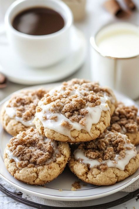 Coffee Cake Cookies: A Perfect Fusion of Flavors Coffee Christmas Cookies, Coffee Party Food, Gilmore Girls Coffee Cake Cookies, Coffee Cake Cookies Recipe, Coffee Bar Recipes, Cappuccino Cookies, Homemade Christmas Cookie Recipes, Coffee Flavored Cookies, Coffee Cookies Recipe