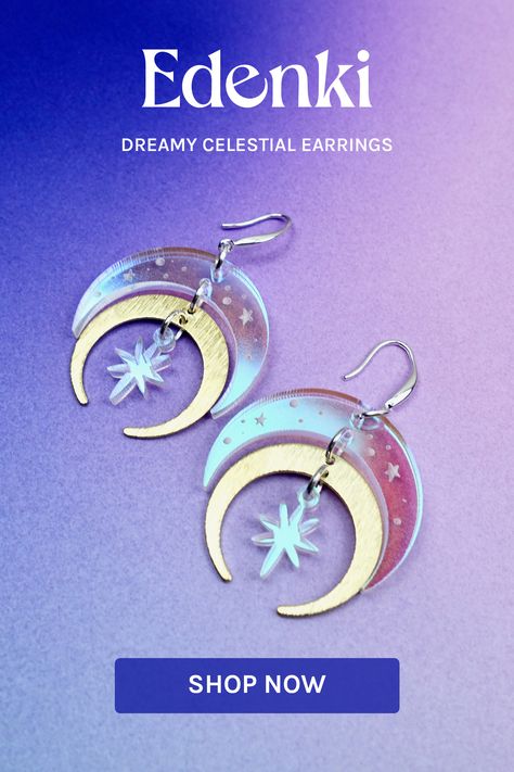 Astronomy Earrings, Astrology Earrings, 2nd Star To The Right, Silly Earrings, Space Earrings, Iridescent Earrings, Iridescent Acrylic, Galaxy Jewelry, Galaxy Earrings