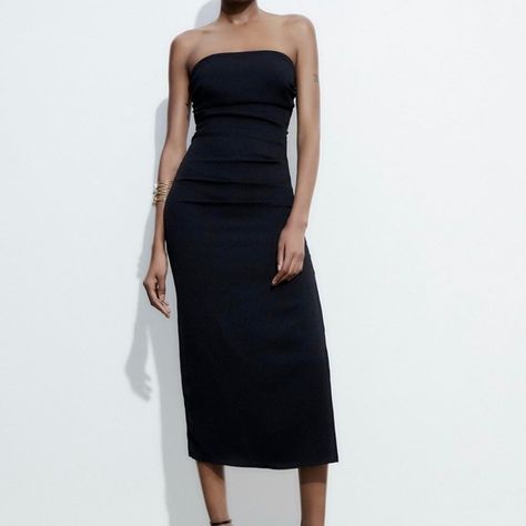 Zara Black Strapless Maxi Dress Black Strapless Maxi Dress, Strapless Black Dress, Black Strapless Dress, Dress Zara, Strapless Maxi, Strapless Maxi Dress, Zara Black, Zara Dresses, Black Dress