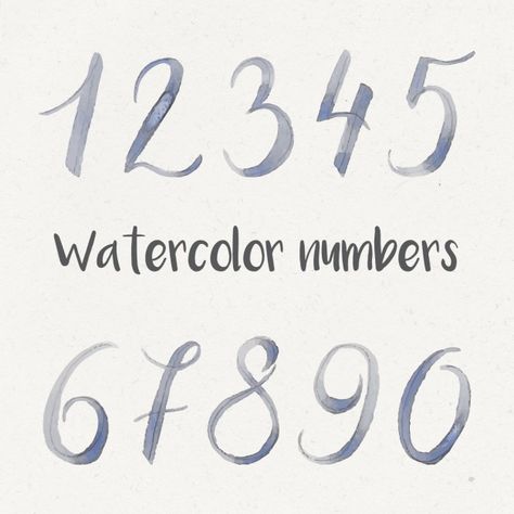 Numerical Calligraphy, Hand Lettered Numbers, Number Calligraphy Fonts, Calligraphy Numbers Fonts, Hand Lettering Numbers, Handwritten Numbers, Number Lettering, Calligraphy Numbers, Watercolor Numbers