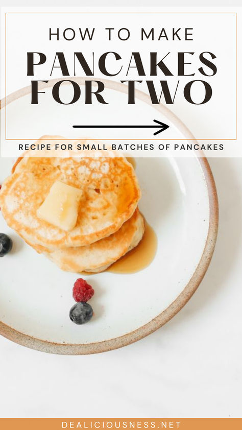 Don't want to spend extra time cooking extra pancakes or being left with extra pancake batter. Learn a Recipe For Pancakes for 2. Recipe For Small Batch Pancakes. Easy To Follow Instructions and Recipe From DEALiciousness.net 2 Pancake Recipe, Healthy Pancakes For One, Pancake For Two, Pancake Recipe For Two, Pancakes For 1, Pancakes For One Recipe, Easy Pancake Recipe For One, Single Pancake Recipe, One Person Pancake Recipe