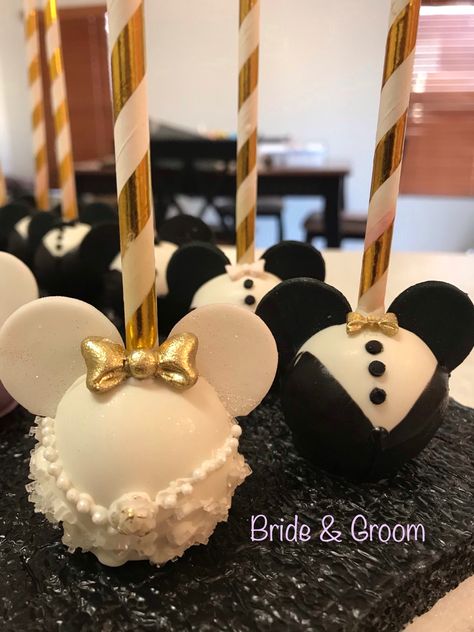 Disney Wedding Shower, Mickey Cake Pops, Disney Cake Pops, Mickey Mouse Wedding, Beauty And Beast Wedding, Disney Bachelorette, Disney World Wedding, Disney Wedding Cake, Disney Bridal Showers