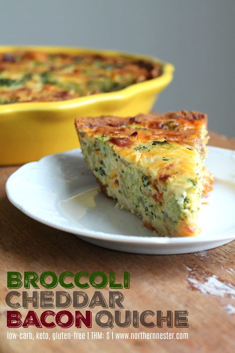 Broccoli Cheddar Bacon Quiche | THM: S - Northern Nester Healthy Breakfast Bowl, Trim Healthy Recipes, Trim Healthy Momma, Bacon Quiche, Trim Healthy Mama Recipes, Mama Recipe, Thm Recipes, Low Carb Breakfast Recipes, Keto Foods