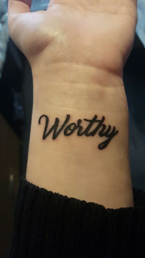 worthy tattoo - best decision ever! I Am Worthy Tattoos For Women, Let Go Tattoo, Worthy Tattoo, 40 Bucket List, Let It Go Tattoo, African Sleeve Tattoo, Tattoo Wrist, Elements Tattoo, Future Tattoo Ideas