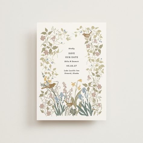 Wild Clematis Save The Date Postcards by Cedar and Grey | Minted Clematis Vine, Save The Date Magnets, Save The Date Postcards, Illustration Ideas, Date Cards, Wedding Saving, Save The Date Cards, Clematis, A Romantic