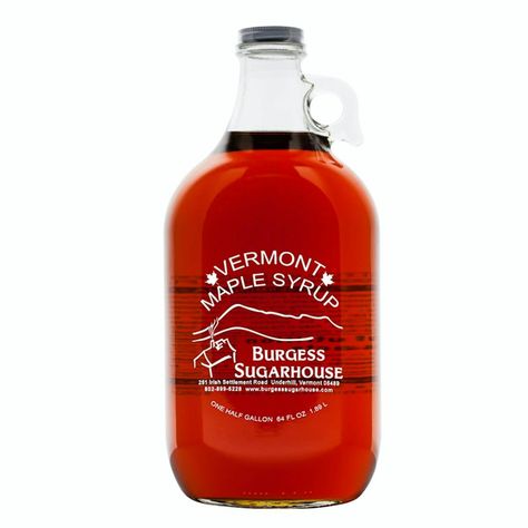 Burgess Sugarhouse ships its famous maple syrup nationwide on Goldbelly! Each bottle of Burgess Sugarhouse Vermont Maple Syrup is created with nothing added to their raw sap (only water is removed); it's as pure and all-natural a syrup as you're going to find. Grade A Medium Amber Maple Syrup is perfect for pancakes, waffles, and all around table use.

Since 1980, the Burgess family has been tapping maple from the "syrup capital of America" to create pure, all-natural maple syrup. Each glass bottle is filled with golden maple syrup—nothing is added to their raw sap, only water boiled away. The thick, golden heaven from Burgess Sugarhouse, now run by Bill and Marsha Burgess, in Underhill, Vermont, makes us sappy! Canadian Recipes, Farm Fresh Recipes, Water Boiling, Canadian Food, Farm Food, Sustainable Food, Amber Color, Farm Fresh, Hot Sauce Bottles