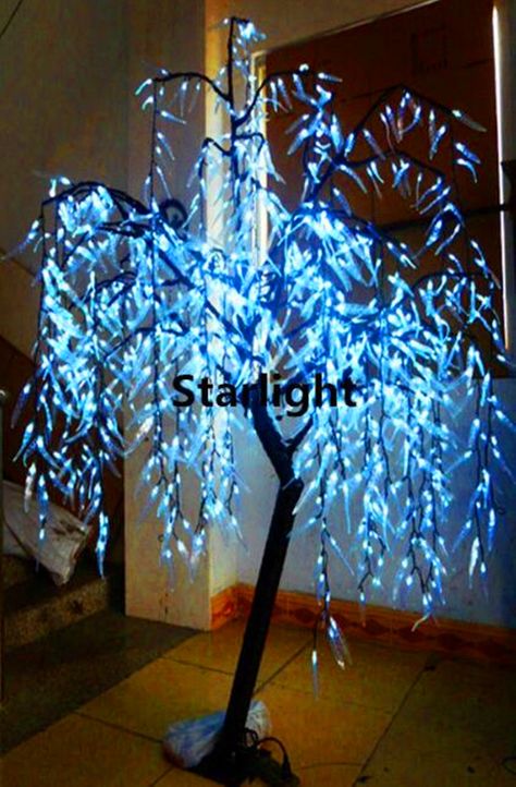 Outdoor Tree Lighting, Weeping Trees, Indoor Christmas Lights, Light Blue Wedding, Snowy Christmas, Modern Christmas Tree, Led Tree, Tree Light, Fairy Garden Decor