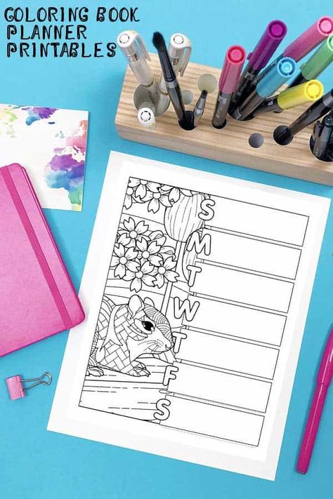 Coloring Planner, Monthly Coloring Tracker, Craft Planner Printable Free, Free Printable 2023 Coloring Calendar, Free Printable Happy Planner Pages, Printable Coloring Calendar 2024, Coloring Placemats, Free Planner Templates, Free Printables Organization