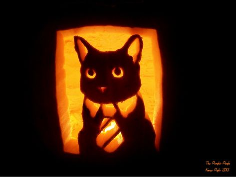 Pumpkin Carving Cat, Carvings Designs, Pumpkin Inspo, Halloween Carving, Cat Pumpkin Carving, Cute Pumpkin Carving, Business Cat, Pumkin Carving, Halloween Pumpkin Carving Stencils