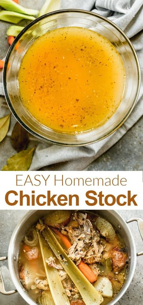 This homemade Chicken stock recipe is flavorful and absolutely delicious! Use my EASY step-by-step tutorial for the stovetop or Instant Pot and you will never buy store-bought again! via @betrfromscratch Taste Better From Scratch, Make Chicken Stock, Chicken Stock Recipe, Pot Making, Tastes Better From Scratch, Stock Recipes, Homemade Chicken Stock, Yummy Chicken, Broth Recipes