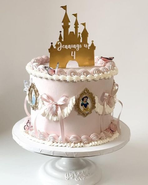 Disney Princess 1st Birthday Cake, Princess Themed 2nd Birthday Party, Princess 3rd Birthday Cake, Vintage Disney Birthday Cake, 2nd Birthday Princess Theme, Disney Princess Birthday Cake Ideas, 5th Princess Birthday Party, Pastel Princess Party, Pastel Princess Birthday Party