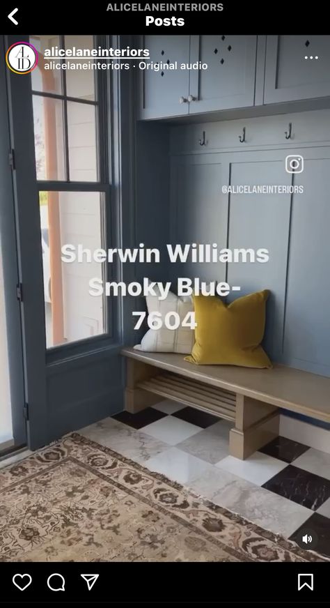 Dark Dusty Blue Paint Color, Sw Nightwatch, Dusty Blue Powder Room, Blue Paint Laundry Room, Smokey Blue Paint Color, Blue Paint Master Room, Smoky Azurite Sherwin Williams, Faded Flax Flower Sherwin Williams, Dusty Blue Sherwin Williams