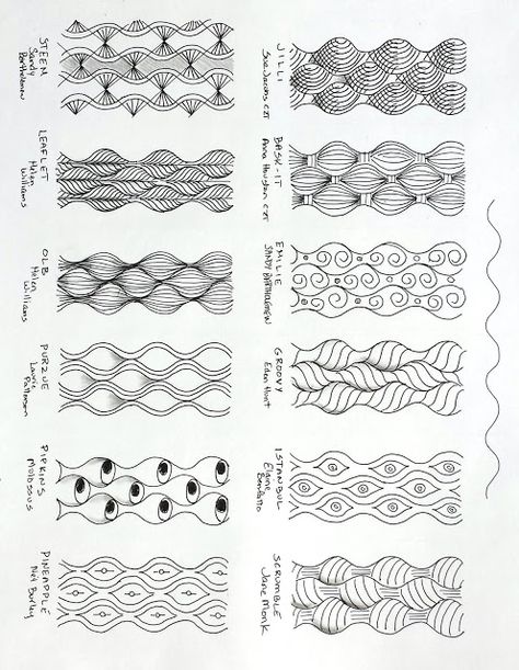 Sue's tangle trips Curvy Lines Pattern, Zen Tangle Patterns, Animals Quotes, Doodle Borders, Line Doodles, Zen Doodle Patterns, Zentangle Tutorial, Quotes Celebrities, Zentangle Artwork