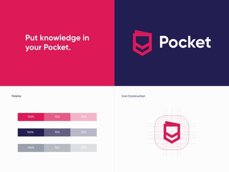 Pocket Logo Redesign by Ervin Halebic | Dribbble | Dribbble Pocket Guide Design, Fintech Logo Inspiration, Pocket Logo Design, Finance App Logo, Bank Brand Identity, Expert Logo, Minimal Logos, Minimalist Business Logo, Luxury Business