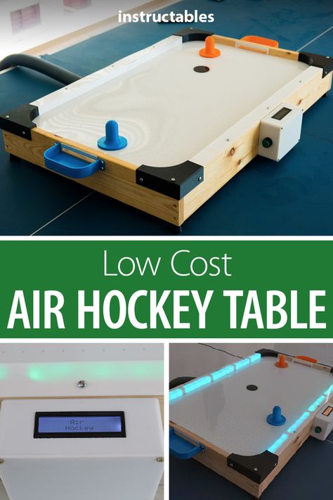 Boys Activities, Diy Boombox, Hockey Diy, Hockey Table, Air Hockey Table, Box Crafts, Making Wooden Toys, Cardboard Box Crafts, Laser Cut Wood Crafts