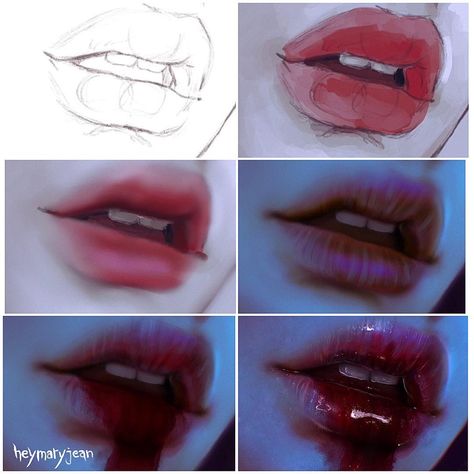 Girl Hacks, Rosy Lips, Digital Art Beginner, Lips Drawing, 캐릭터 드로잉, Lazy Girl, Arte Inspo, Digital Painting Tutorials, Anatomy Art