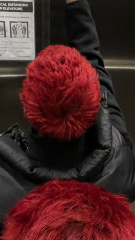 Heart Dyed Hair, Red Hair Buzzcut, Short Red Hair Men, Punk Hair Dye, Red Hair Dye Men, Dark Red Hair Men, Red Buzzcut, Dyed Buzzcut, Red Hair Men