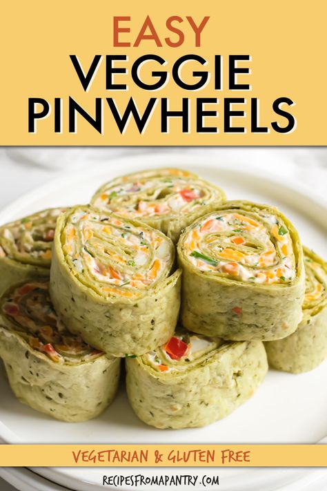 These veggie pinwheels are easily made with everyday ingredients like soft tortillas, cream cheese, and fresh vegetables. They're an ideal prep ahead dish to serve up as an easy appetizer, snack, or game day party food when you need to feed a crowd. Pinwheels are also great for packing in lunch boxes, on picnics, or bringing to potlucks. Click through to get this awesome veggie pinwheels recipe!! #veggiepinwheels Veggie Pinwheels Roll Ups, July 4th Food Appetizers, Roll Ups Tortilla Pinwheels, Easy Pinwheel Recipes, Veggie Pinwheels, Veggie Tortilla, Soft Tortillas, Tortilla Pinwheels, Pinwheel Sandwiches