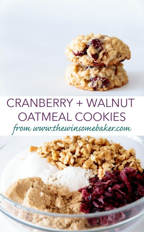 Walnut Oatmeal, Cranberry Cookies Recipes, Oatmeal Cranberry Cookies, Walnut Recipes, Easy Oatmeal, Walnut Cookies, Cranberry Cookies, Oatmeal Cookie Recipes, Maple Walnut