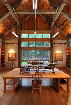 Large vaulted ceiling work room for sewing  SLC INTERIORS - Interior Design - Weston Country Estate Slc Interiors, Ruangan Studio, Creative Studio Space, Art Studio Space, Work Studio, Art Studio Design, Dream Craft Room, Barn Art, Attic Renovation