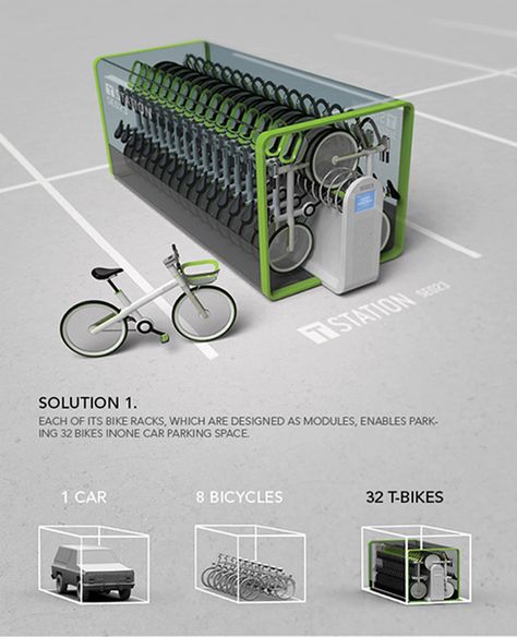 T-Bike - Bike Sharing System by Jung Tak Bicycle Parking Design, Bike Storage Design, Bike Storage Solutions, Bicycle Storage, Urban Bike, Bicycle Parking, Bike Parking, Bike Storage, Parking Design