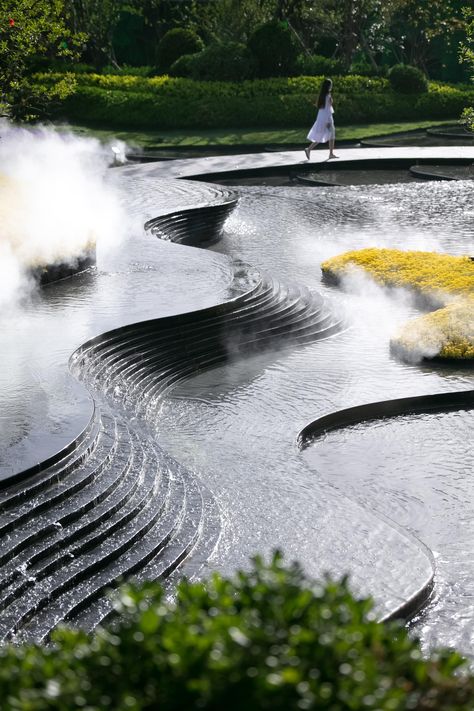 Stream Garden in Zhengzhou by DDON Stream Garden, Waterscape Design, Water Architecture, Fountain Design, Fall 23, Luxury Pools, Water Effect, Zhengzhou, Landscape Architecture Design