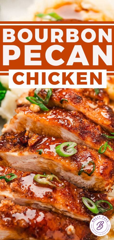 Whiskey Chicken Recipes, Bourbon Pecan Chicken, Pecan Crusted Chicken Breast, Burbon Chicken, Boozy Recipes, Crusted Chicken Breast, Bourbon Chicken Recipe, Crusted Chicken Recipes, Crockpot Chicken Breast