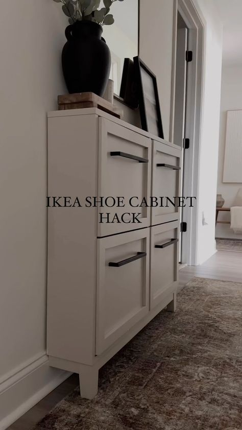 Creatively Crisp | Home & DIY | We love a good ikea hack 👏🏻 this stall shoe cabinet is the perfect size for a narrow hallway or a small entryway. #ikeahack… | Instagram Small Entryway Ideas For Shoes, Stall Shoe Cabinet Entryway, Small Entry Way Cabinet, Built In Shoe Cabinet Entryway, Ikea Foyer Ideas Entryway, Diy Shoe Storage Cabinet, Diy Shoe Cabinet Entryway, Small Hallway Shoe Storage Ideas, Stall Hack Ikea