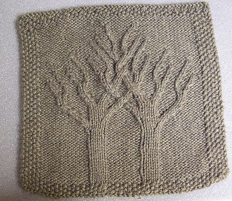 tree of life cloth Crocheting Blanket, Knitted Squares Pattern, Book Blanket, Knitted Dishcloth Patterns, Tree Of Life Pattern, Knitted Squares, Woodland Blanket, Knitted Blanket Squares, Blanket Squares