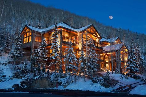 Hillside Building, Architecture Restaurant, Dream Mansion, Ski House, Winter Cabin, Log Cabin Homes, Casa Exterior, Mountain Village, Mountain Homes