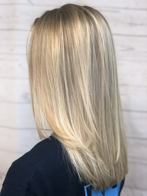 Haircuts Blonde Medium, Hair Cuts Ideas Blonde Straight, Mid Length Light Blonde Hair, Hair Blonde Mid Length, Mid Length Hair Blonde Straight, Straight Blonde Hair Mid Length, Mid Length Blonde Hair Balayage Straight, Medium Short Blonde Hair Straight, Mid Long Length Hair