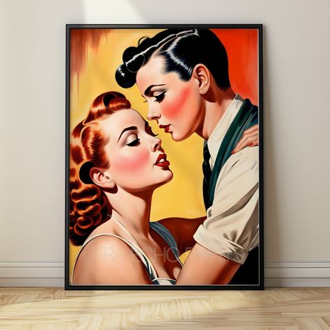 Hey Ginger": A Vibrant 1950's Inspired Lesbian Art Print Featuring a Butch Femme Queer Couple - Perfect Gift for Her or Lesbian Couple Sapphic Decor, Lesbian Art Print, Sapphic Art, Pin Up Pictures, Vintage Lesbian, Lesbian Art, Retro Pin Up, Queer Art, Unique Gifts For Her