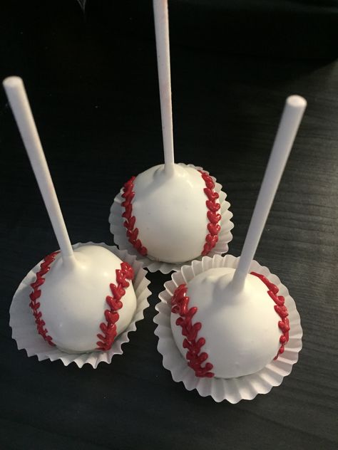 Baseball Cupcake Cakes, Baseball Cake Pops, Baseball Cupcakes, Baseball Cake, Spring Cake, Chocolate Covered Treats, Cake Logo, Chocolate Covered, Cake Pops