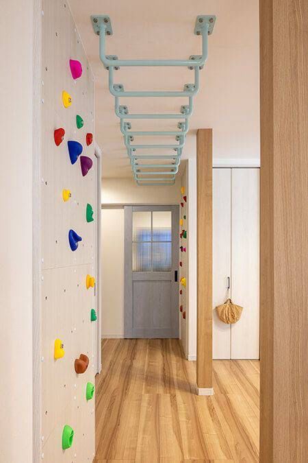 Curated Loft, Kids Gym Room, Kids Indoor Gym, Indoor Play Gym, Climbing Wall Kids, Home Climbing Wall, Indoor Climbing Wall, Basement Remodel Diy, Kids Interior Design