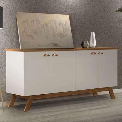 Buffet aparador retrô 4 portas Atlanta Tebarrot Off White Madeira Retro 4, Home Design Decor, Design Decor, Living Dining Room, Credenza, Leroy Merlin, Atlanta, Dining Room, Farmhouse