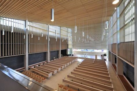 http://www.homedit.com/the-contemporary-boler-church-minimalist-design/ Norwegian Architecture, Church Interior Design, Modern Church, Architectural Competition, Sacred Architecture, Church Interior, Religious Architecture, Cathedral Church, Structure Architecture