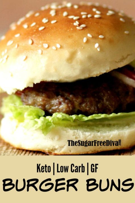 Low Carb Gluten Free Buns #glutenfree #lowcarb #easy #bread #recipe Keto Buns For Burgers, Keto Brood, Low Carb Burger Buns, Low Carb Bun, Bun Recipes, Fat Burger, Easy Bread Recipe, Panini Hamburger, Keto Buns