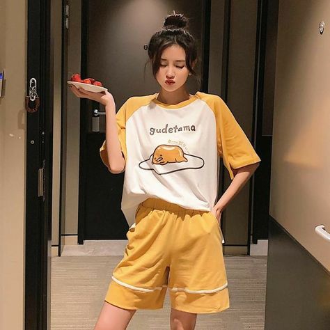 Gudetama Pajamas, Mode Ulzzang, Pajama Fashion, Cute Sleepwear, Pajama Outfits, Kawaii Fashion Outfits, Cute Pajamas, Mori Girl, Kawaii Clothes