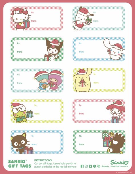 Name Tag Hello Kitty Design, Anime Presentation, Sanrio Stationary, Christmas Tag Templates, Sanrio Stickers, Christmas Hello Kitty, Diy Gifts For Girlfriend, Hello Kitty Gifts, Hello Kitty Printables