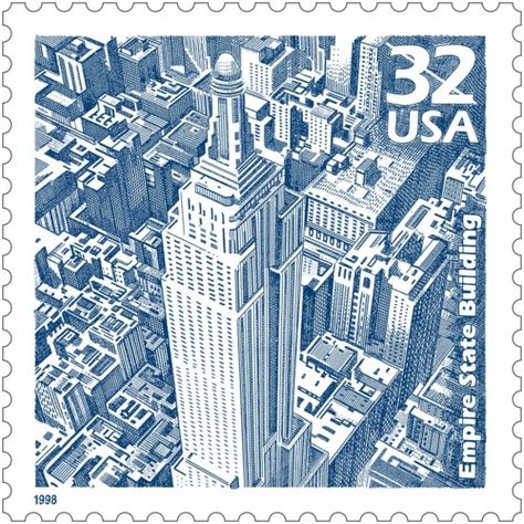 On this day in 1931, President Herbert Hoover dedicated the Empire State Building, which was the tallest building in the world for 40 years. This iconic NYC skyscraper has 102 stories and rises 1,250 feet above the ground. Postage Stamps Usa, طوابع بريد, Usa Stamps, Postage Stamp Design, Fun Mail, Old Stamps, Pocket Letter, Postage Stamp Art, Vintage Postage Stamps